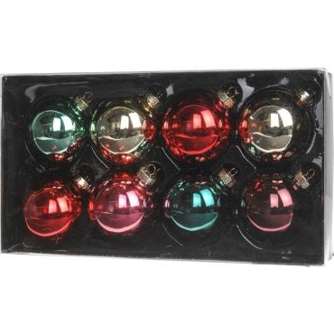 Christmas Set/8 Multicolor Glass Balls