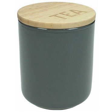 Ceramic pot with wooden lid high