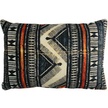 Rectangular Tribal Pillow Black - Orange