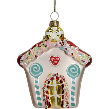 Glass candy house ornament