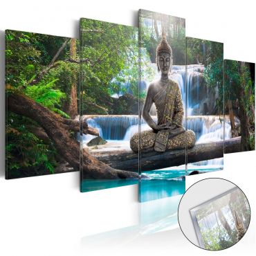 Acrylic Print - Buddha and Waterfall [Glass]