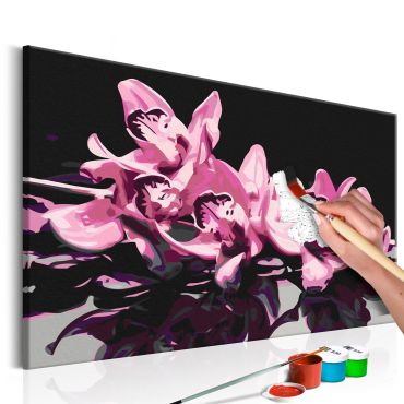 DIY canvas painting - Pink Orchid (Black Background) 60x40