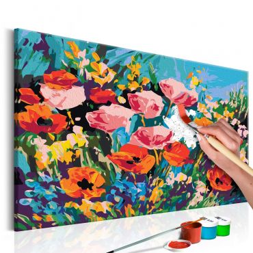 DIY canvas painting - Colourful Meadow Flowers 60x40