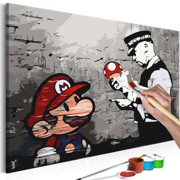 DIY canvas painting - Mario (Banksy) 60x40