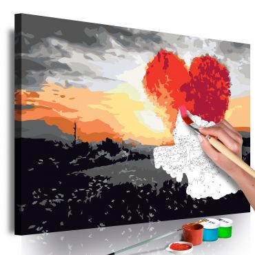 DIY canvas painting - Heart-Shaped Tree (Sunrise) 60x40