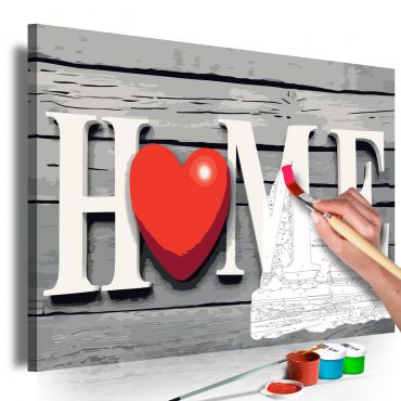 DIY canvas painting - Home with Red Heart 60x40