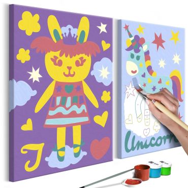 DIY canvas painting - Rabbit & Unicorn 33x23