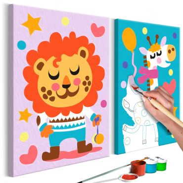 DIY canvas painting - Lion & Giraffe 33x23