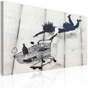 Canvas Print - Falling woman with supermarket trolley (Banksy) 60x40