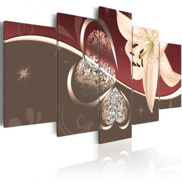 Canvas Print - Abstraction with lily - 5 pieces