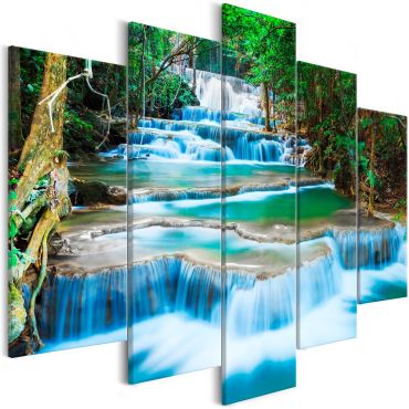 Canvas Print - Waterfall in Kanchanaburi (5 Parts) Wide 225x100