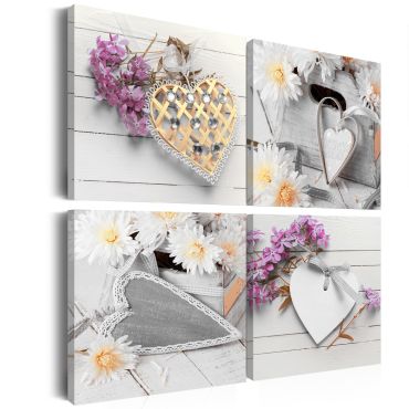 Canvas Print - Hearts and flowers