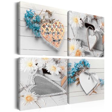 Canvas Print - Flowers and hearts
