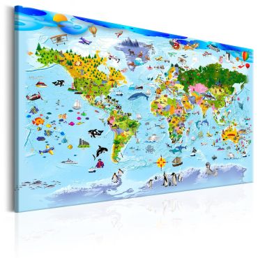 Canvas Print - Children's Map: Colourful Travels