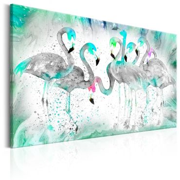 Canvas Print - Turquoise Flamingoes
