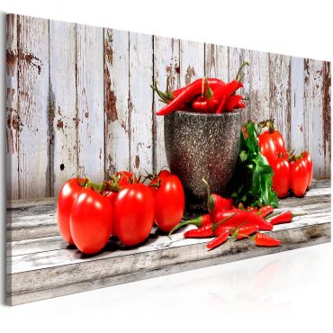 Canvas Print - Red Vegetables (1 Part) Wood Narrow