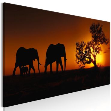 Canvas Print - Elephant Family (Orange)