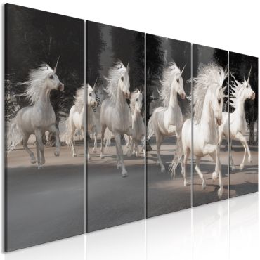 Canvas Print - Unicorns Run (5 Parts) Narrow