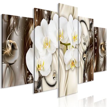 Canvas Print - Orchid Waterfall (5 Parts) Wide Brown 225x100