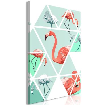 Canvas Print - Geometric Flamingos (1 Part) Vertical