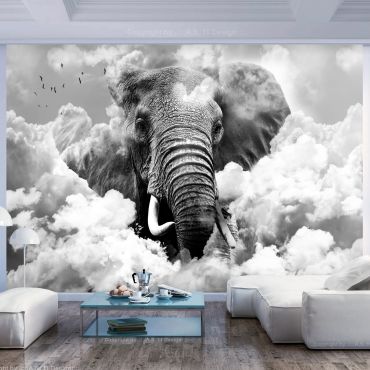 Wallpaper - Elephant in the Clouds (Black and White)