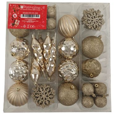 Set of plastic ornaments Azure Golden