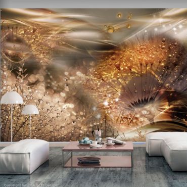 Self-adhesive photo wallpaper - Dandelions' World (Gold)