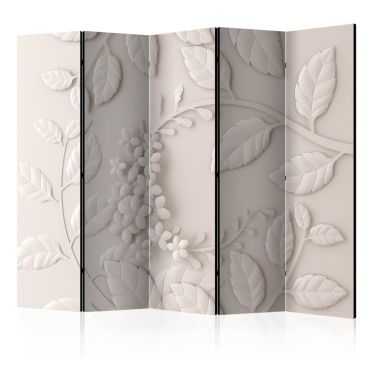 5-part divider - Paper Flowers (Cream) II [Room Dividers]