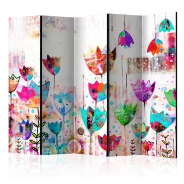 Διαχωριστικό με 5 τμήματα - Colorful tulips II [Room Dividers]