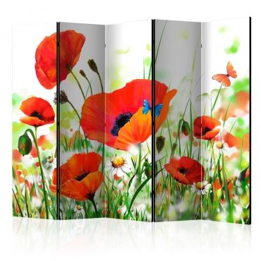 5-part divider - Country poppies II [Room Dividers]
