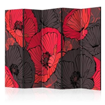 5-part divider - Pleated poppies II [Room Dividers]