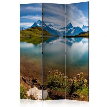 3-section divider - Lake with mountain reflection, Switzerland [Room Dividers]