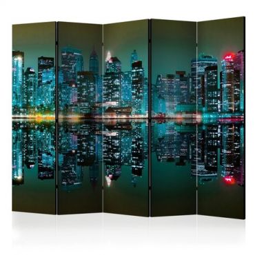5-part divider - Gold reflections - NYC II [Room Dividers]