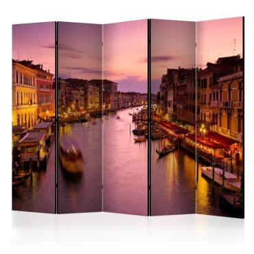 5-section divider - City of lovers, Venice by night II [Room Dividers]