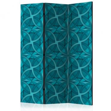 3-part divider - Geometric Turquoise [Room Dividers]