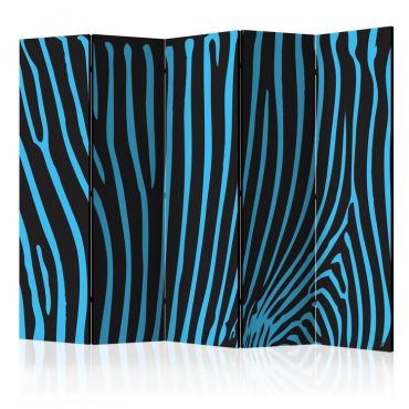 5-section divider - Zebra pattern (turquoise) II [Room Dividers]