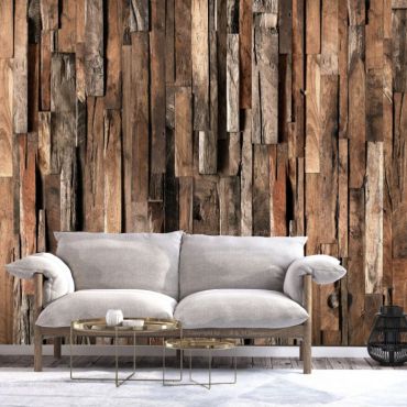 Self-adhesive photo wallpaper - Wooden Curtain (Brown)
