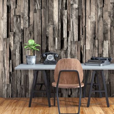 Self-adhesive photo wallpaper - Wooden Curtain (Dark Brown)