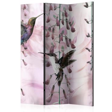 3-part divider - Flying Hummingbirds (Pink) [Room Dividers]