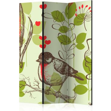 3-part divider - Bird and lilies vintage pattern [Room Dividers]