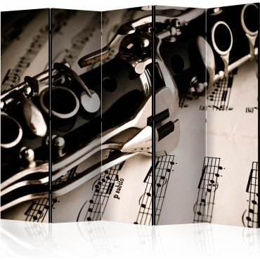 5-part divider - Clarinet and music notes II [Room Dividers]