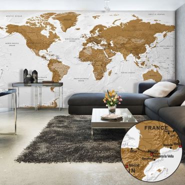 Self-adhesive photo wallpaper - World Map: White Oceans II