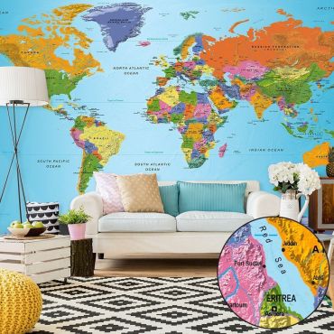Self-adhesive photo wallpaper - World Map: Colorful Geography II