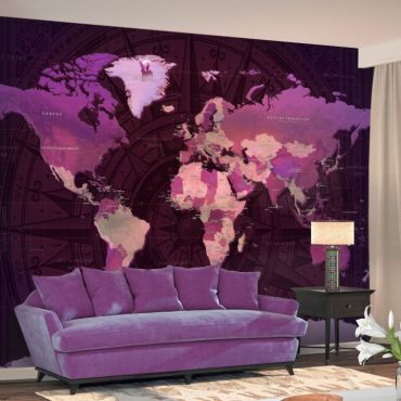 Self-adhesive photo wallpaper - Purple World Map