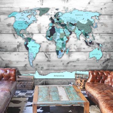 Self-adhesive photo wallpaper - World Map: Blue Continents