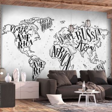 Self-adhesive photo wallpaper - Retro Continents (Gray)