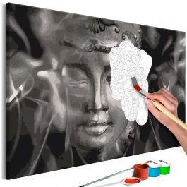 DIY canvas painting - Buddha in Black and White 60x40