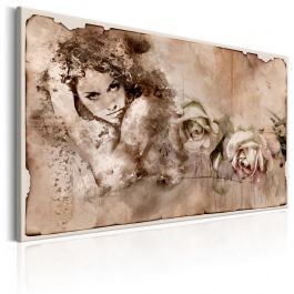 Canvas Print - Retro Style: Woman and Roses