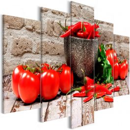 Canvas Print - Red Vegetables (5 Parts) Brick Wide