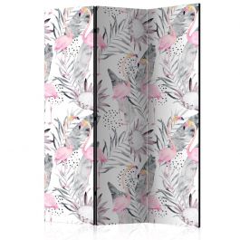3-partition divider - Flamingos and Twigs [Room Dividers]